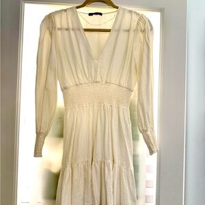 Linen White Long Sleeve Dress